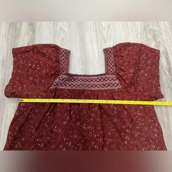 Madewell Square-Neck Smocked Top in Dotted Vines. Boho peasant. Size Small. - Picture 9 of 9